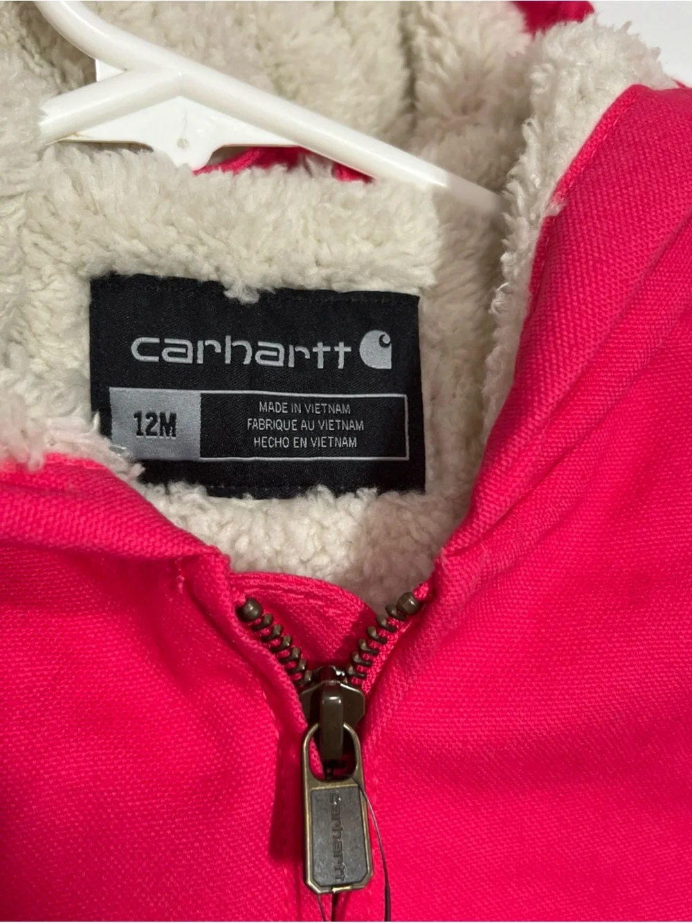 NWT Carhartt Toddler Girl 100% Cotton Canvas Insulate Hood Active Jacket US 12M